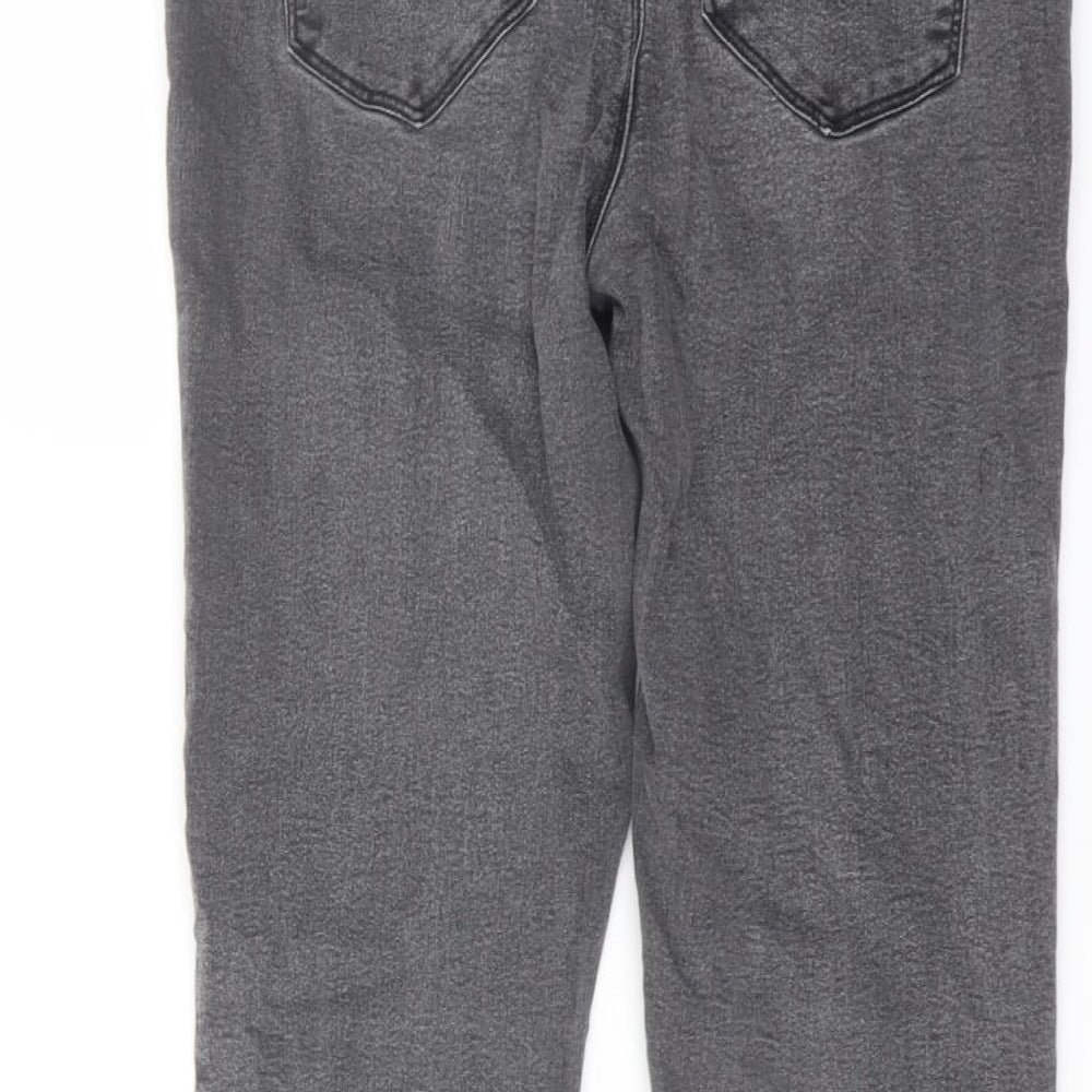 Dorothy Perkins Womens Grey Cotton Straight Jeans Size 14 L28 in Regular Button