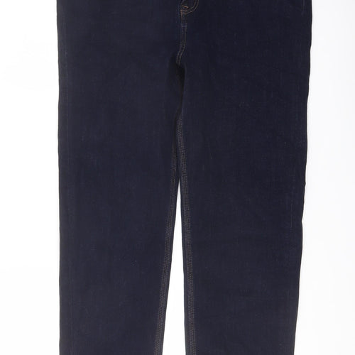Marks and Spencer Womens Blue Cotton Straight Jeans Size 16 L29 in Regular Button