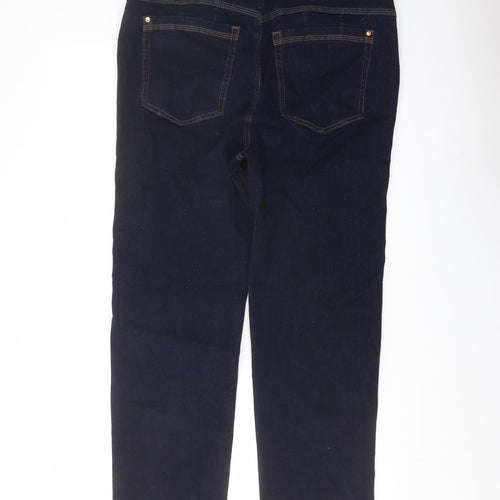 Marks and Spencer Womens Blue Cotton Straight Jeans Size 16 L29 in Regular Button