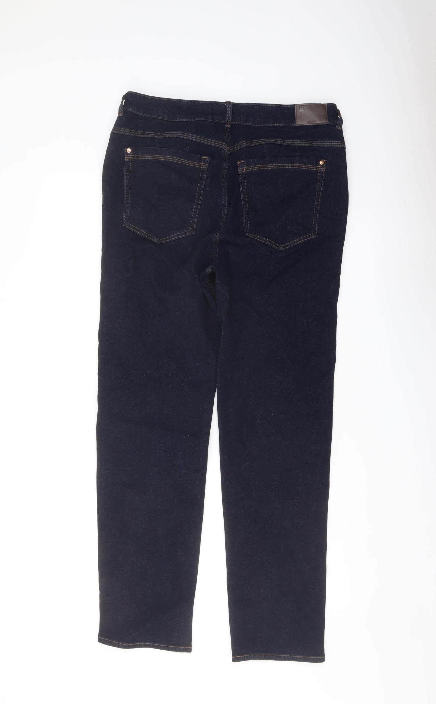 Marks and Spencer Womens Blue Cotton Straight Jeans Size 16 L29 in Regular Button