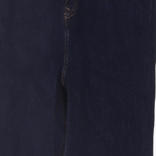 Marks and Spencer Womens Blue Cotton Straight Jeans Size 16 L29 in Regular Button
