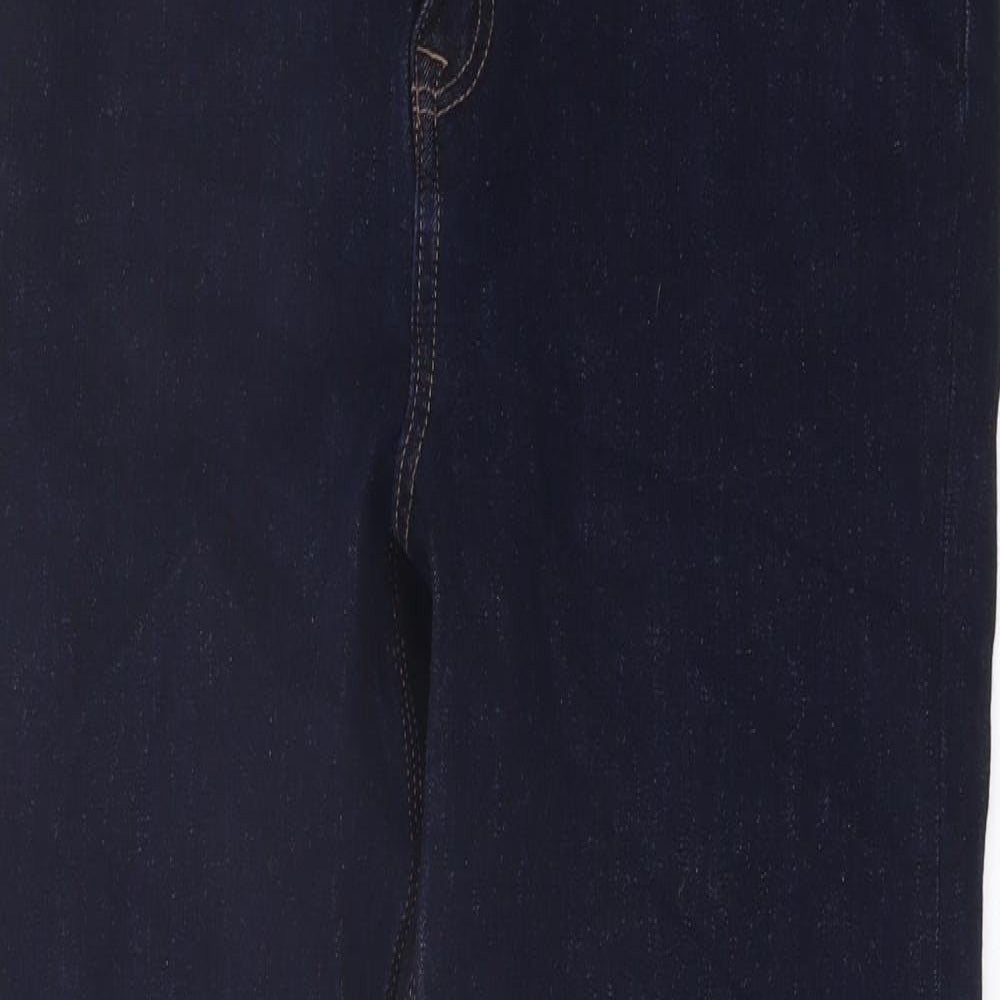 Marks and Spencer Womens Blue Cotton Straight Jeans Size 16 L29 in Regular Button