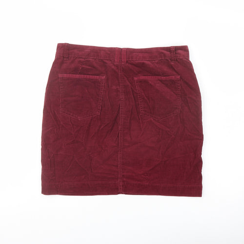 Indigo Womens Red Cotton A-Line Skirt Size 10 Button