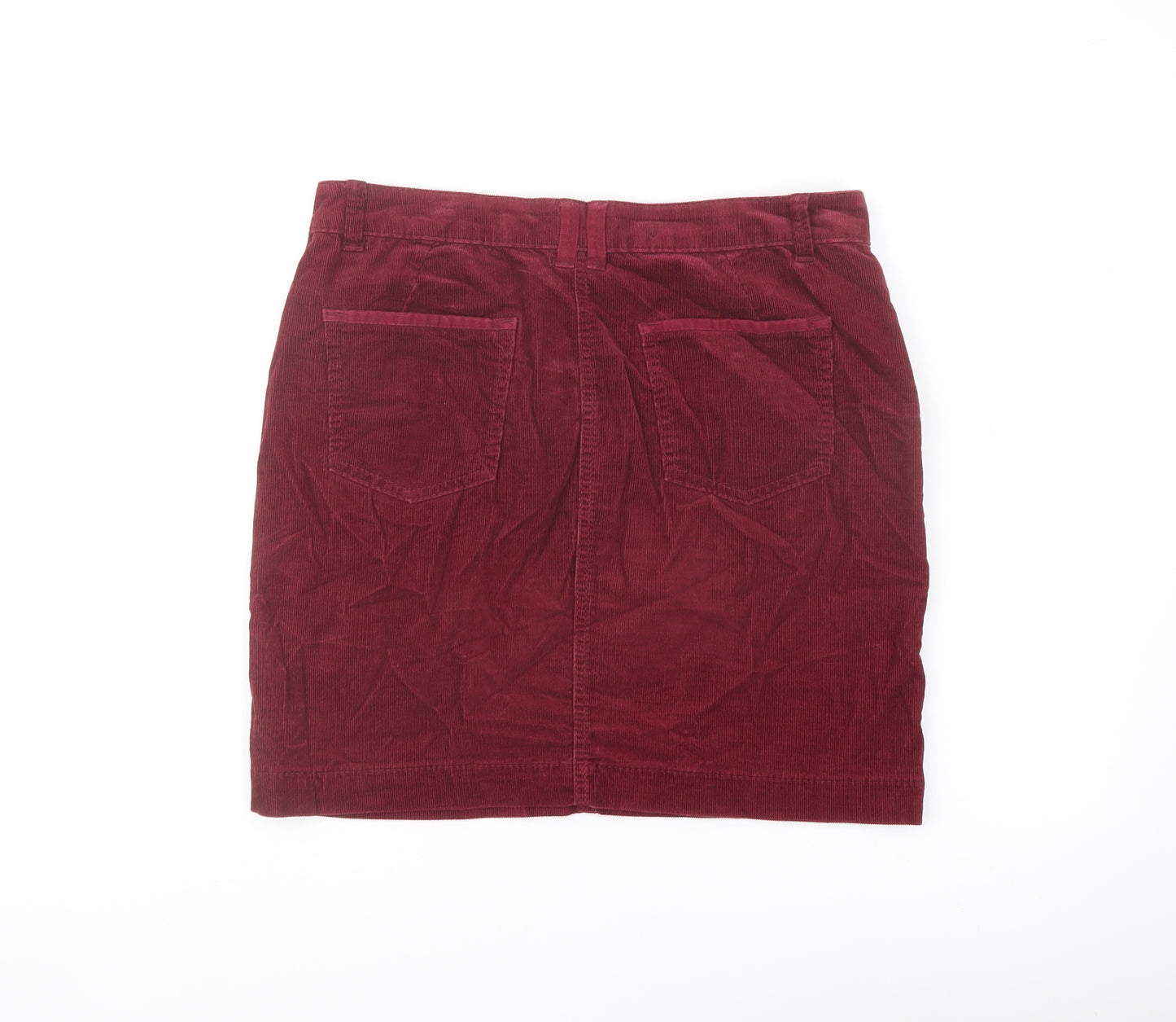 Indigo Womens Red Cotton A-Line Skirt Size 10 Button