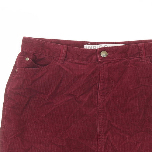 Indigo Womens Red Cotton A-Line Skirt Size 10 Button