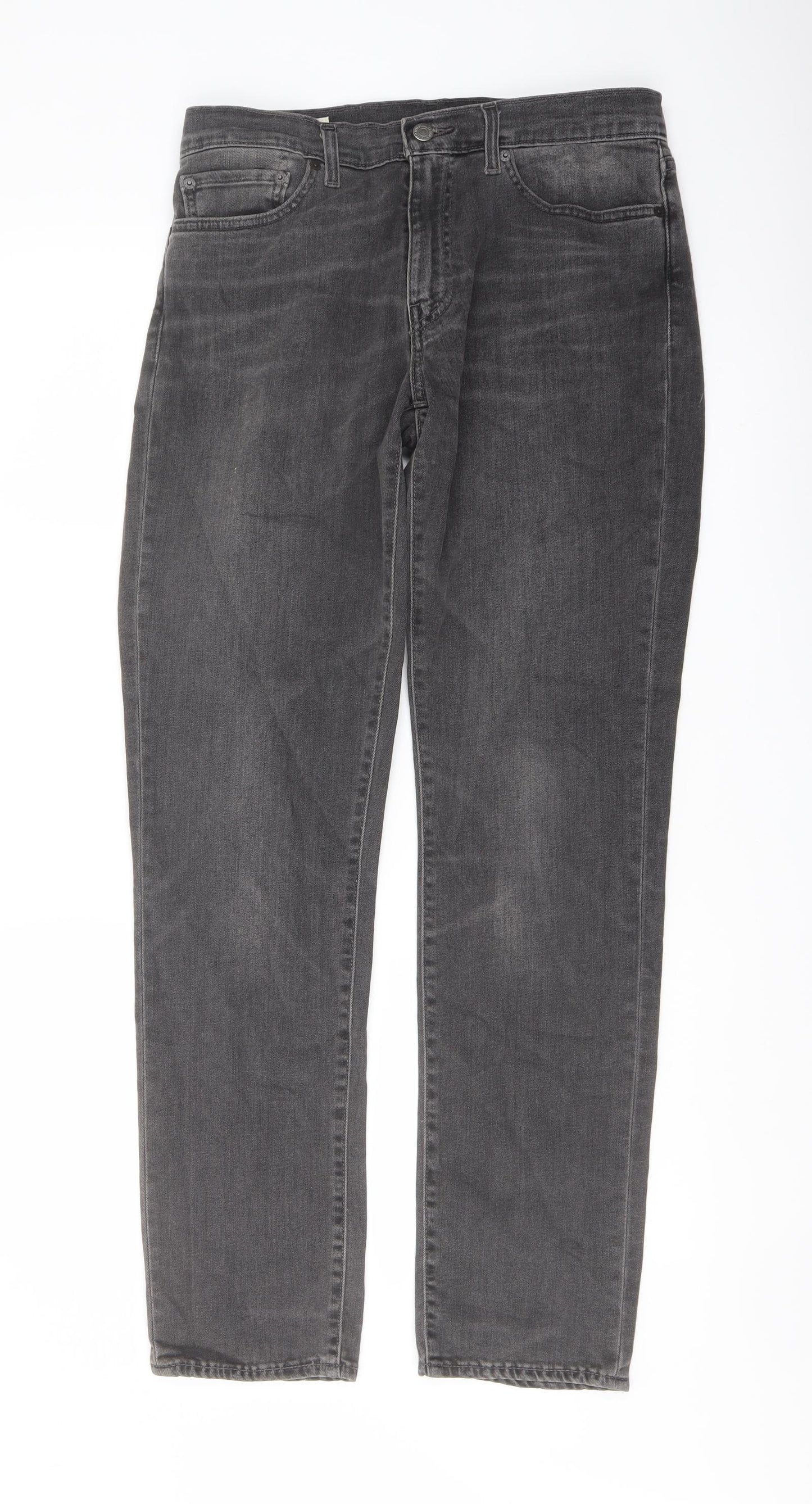 Levi's Mens Grey Cotton Straight Jeans Size 32 in L32 in Regular Button