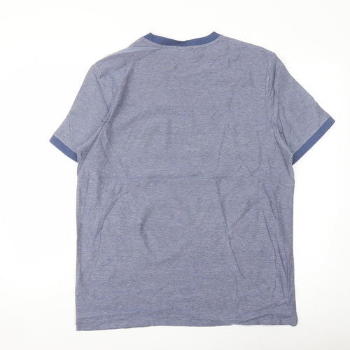 Marks and Spencer Mens Blue Cotton T-Shirt Size L Crew Neck