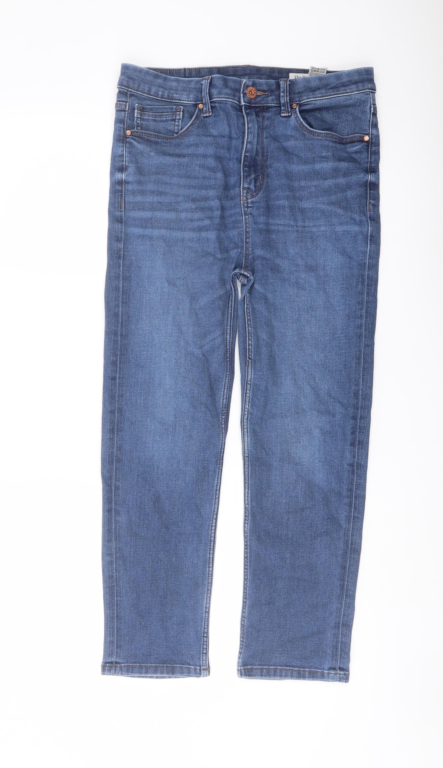 Marks and Spencer Womens Blue Cotton Straight Jeans Size 12 L24 in Regular Button