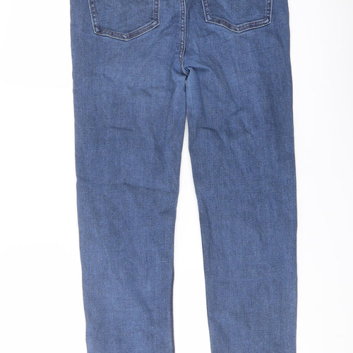 Marks and Spencer Womens Blue Cotton Straight Jeans Size 12 L24 in Regular Button