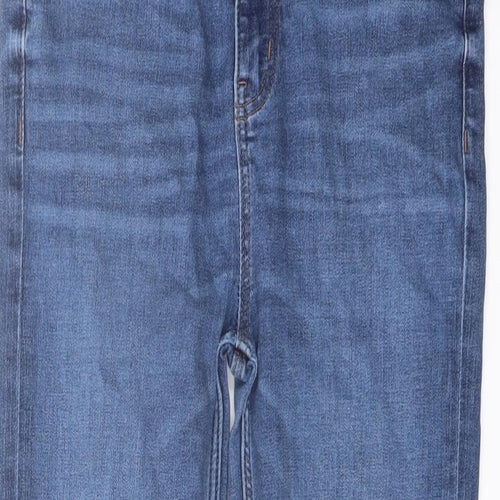 Marks and Spencer Womens Blue Cotton Straight Jeans Size 12 L24 in Regular Button