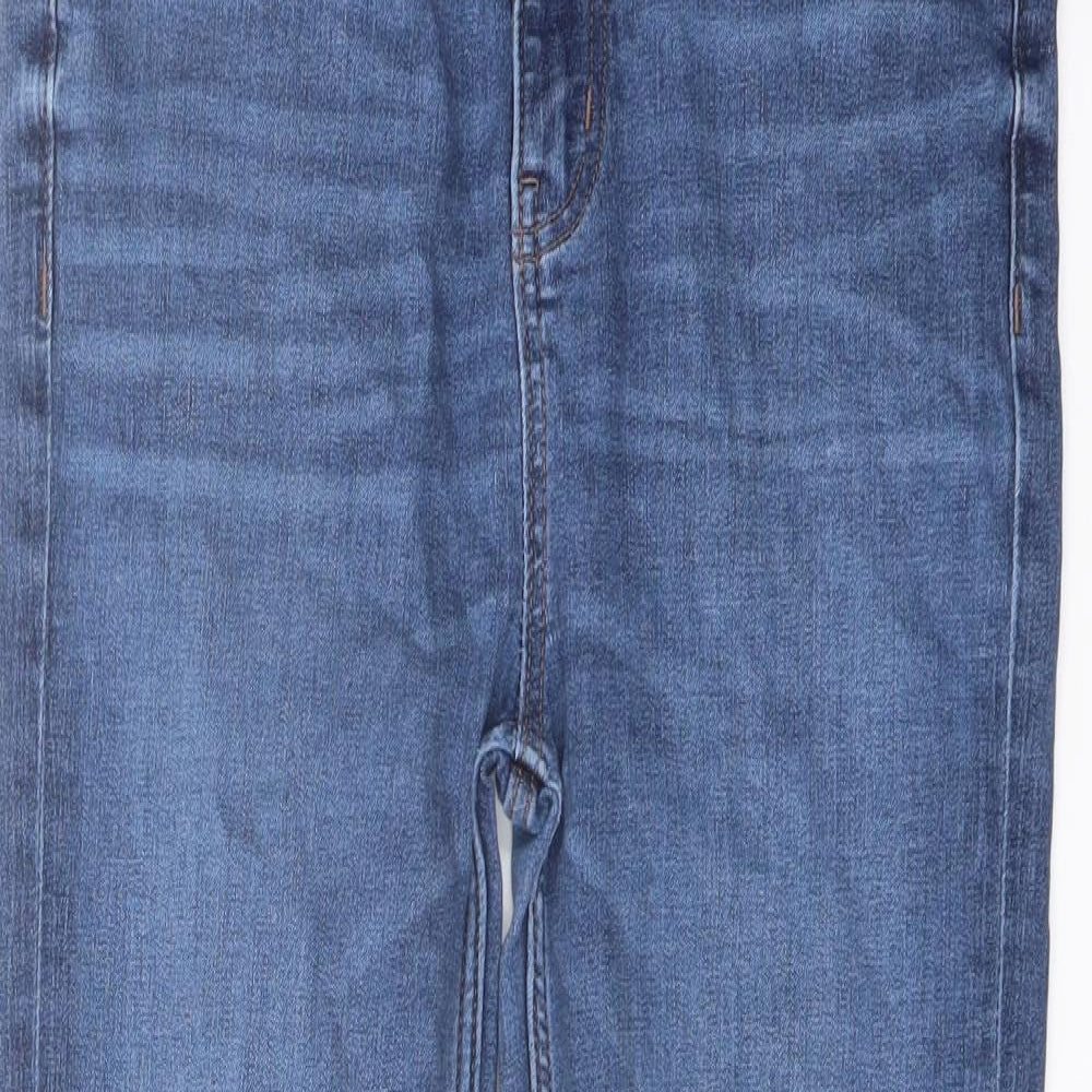 Marks and Spencer Womens Blue Cotton Straight Jeans Size 12 L24 in Regular Button