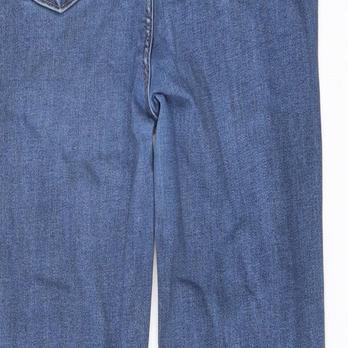 Marks and Spencer Womens Blue Cotton Straight Jeans Size 12 L24 in Regular Button