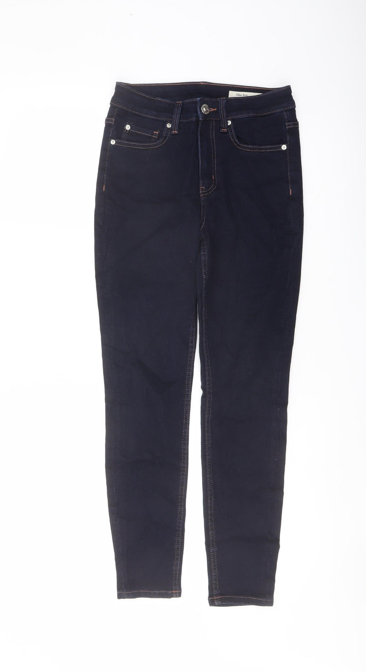 Marks and Spencer Womens Blue Cotton Skinny Jeans Size 6 L26 in Regular Button