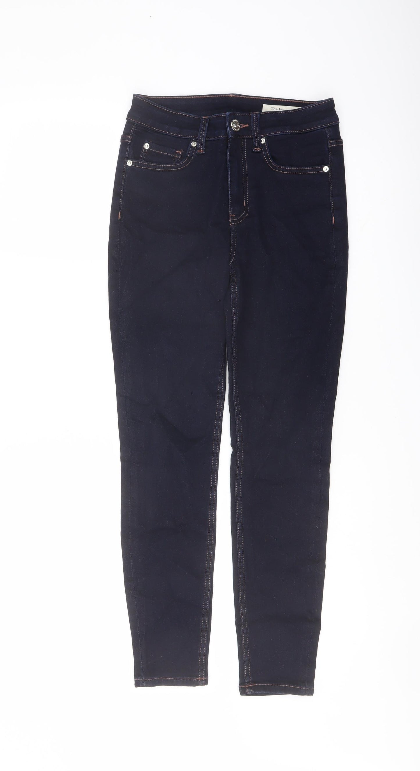 Marks and Spencer Womens Blue Cotton Skinny Jeans Size 6 L26 in Regular Button