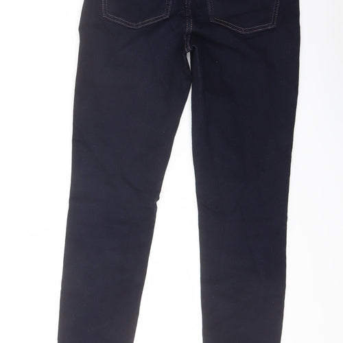 Marks and Spencer Womens Blue Cotton Skinny Jeans Size 6 L26 in Regular Button