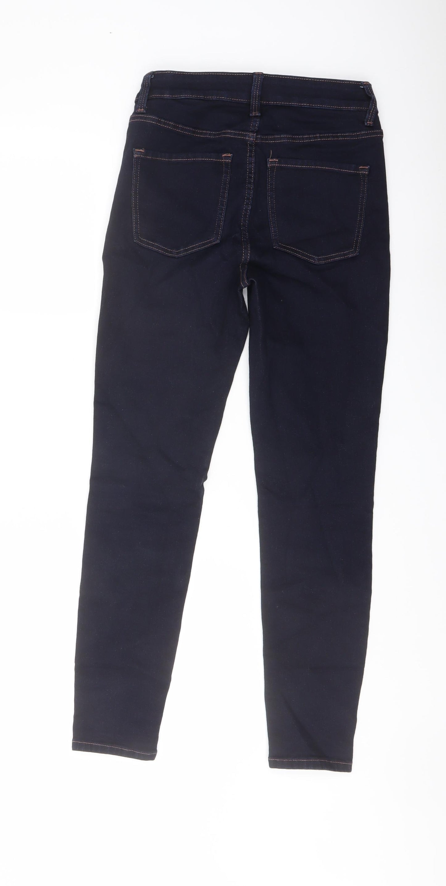 Marks and Spencer Womens Blue Cotton Skinny Jeans Size 6 L26 in Regular Button