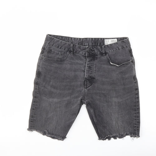 Denim & Co. Mens Grey Cotton Bermuda Shorts Size 32 in L9 in Regular Button