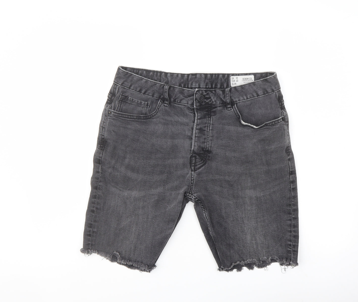Denim & Co. Mens Grey Cotton Bermuda Shorts Size 32 in L9 in Regular Button