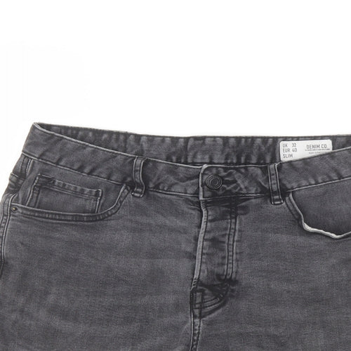Denim & Co. Mens Grey Cotton Bermuda Shorts Size 32 in L9 in Regular Button