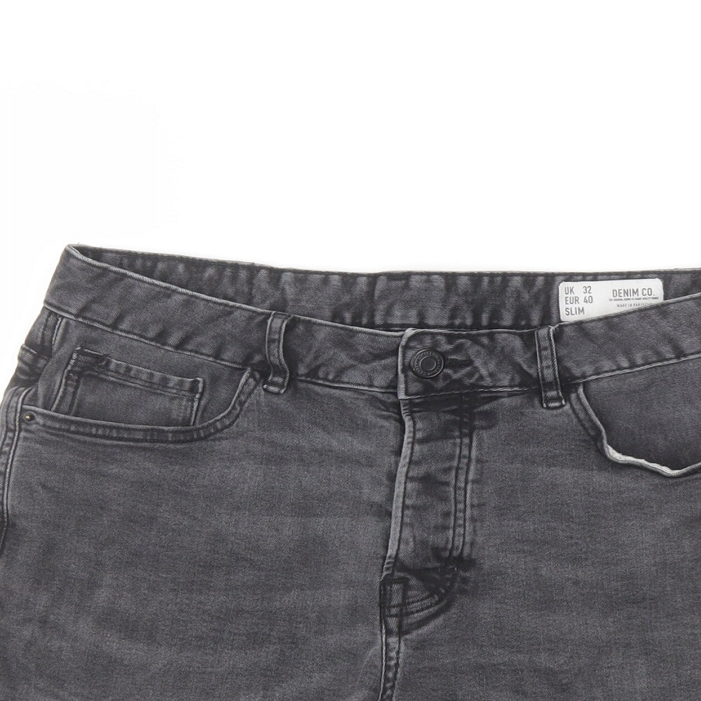 Denim & Co. Mens Grey Cotton Bermuda Shorts Size 32 in L9 in Regular Button