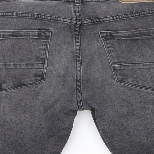 Denim & Co. Mens Grey Cotton Bermuda Shorts Size 32 in L9 in Regular Button