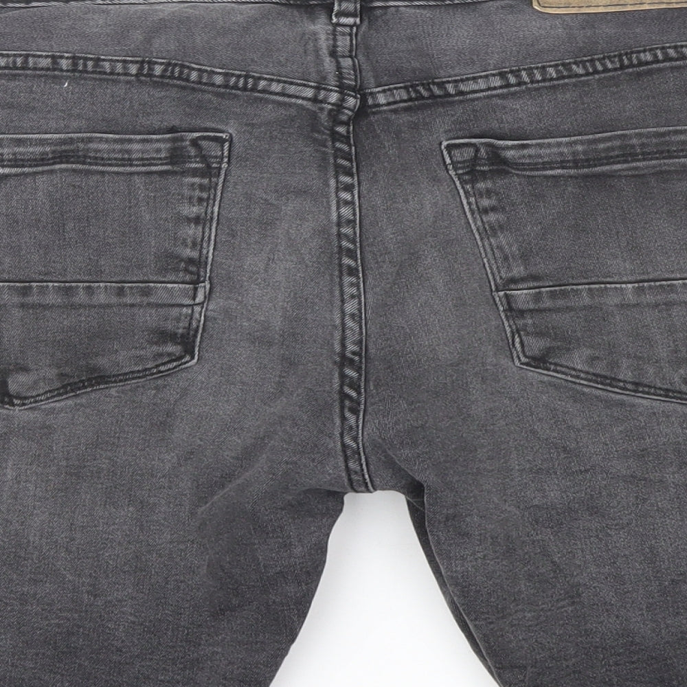 Denim & Co. Mens Grey Cotton Bermuda Shorts Size 32 in L9 in Regular Button