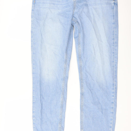 Marks and Spencer Womens Blue Cotton Cropped Jeans Size 10 L26 in Slim Button