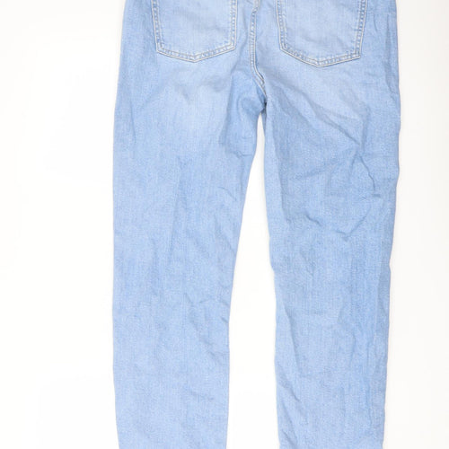 Marks and Spencer Womens Blue Cotton Cropped Jeans Size 10 L26 in Slim Button