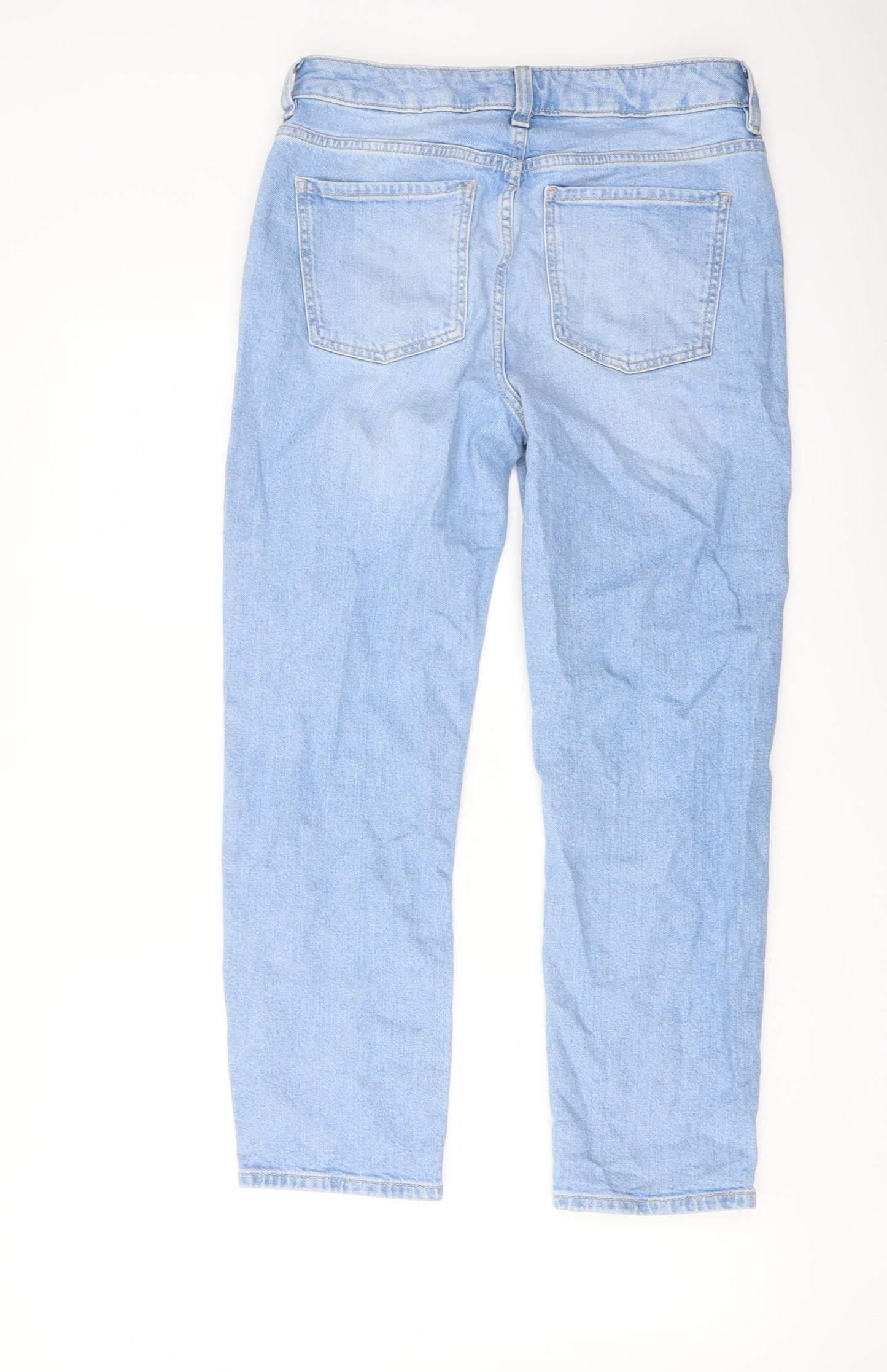 Marks and Spencer Womens Blue Cotton Cropped Jeans Size 10 L26 in Slim Button