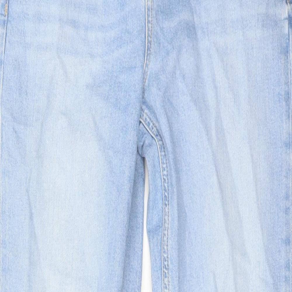 Marks and Spencer Womens Blue Cotton Cropped Jeans Size 10 L26 in Slim Button