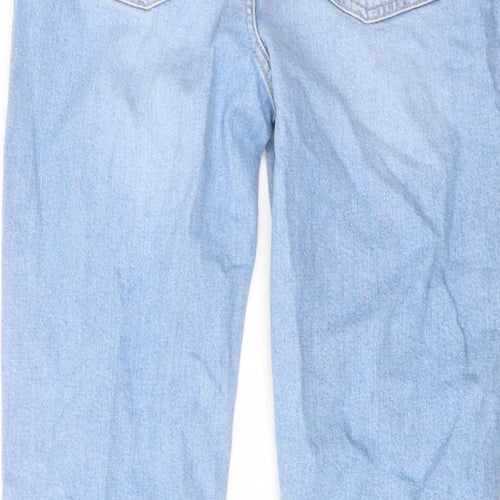 Marks and Spencer Womens Blue Cotton Cropped Jeans Size 10 L26 in Slim Button