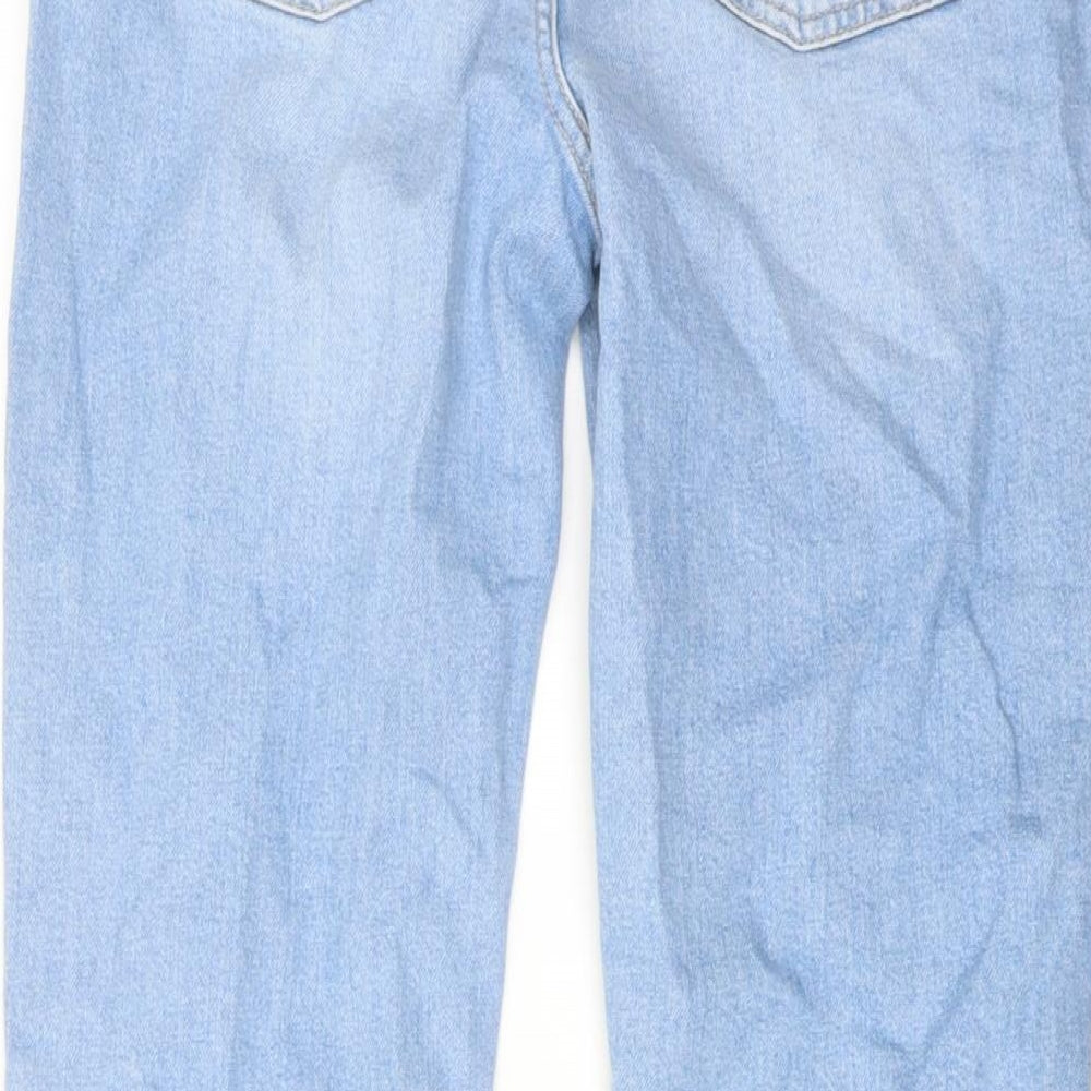 Marks and Spencer Womens Blue Cotton Cropped Jeans Size 10 L26 in Slim Button