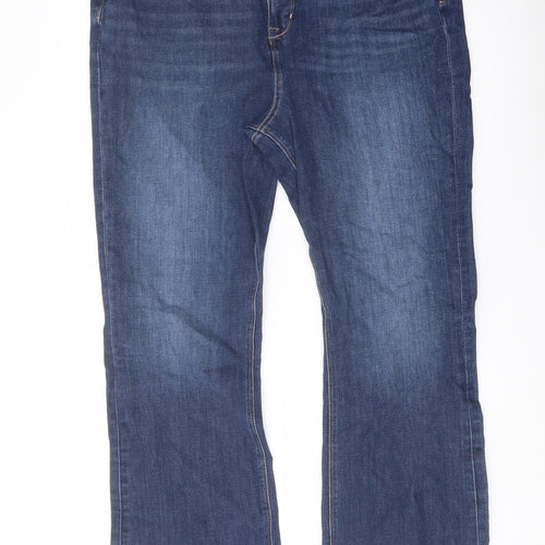 Marks and Spencer Womens Blue Cotton Bootcut Jeans Size 20 L30 in Regular Button