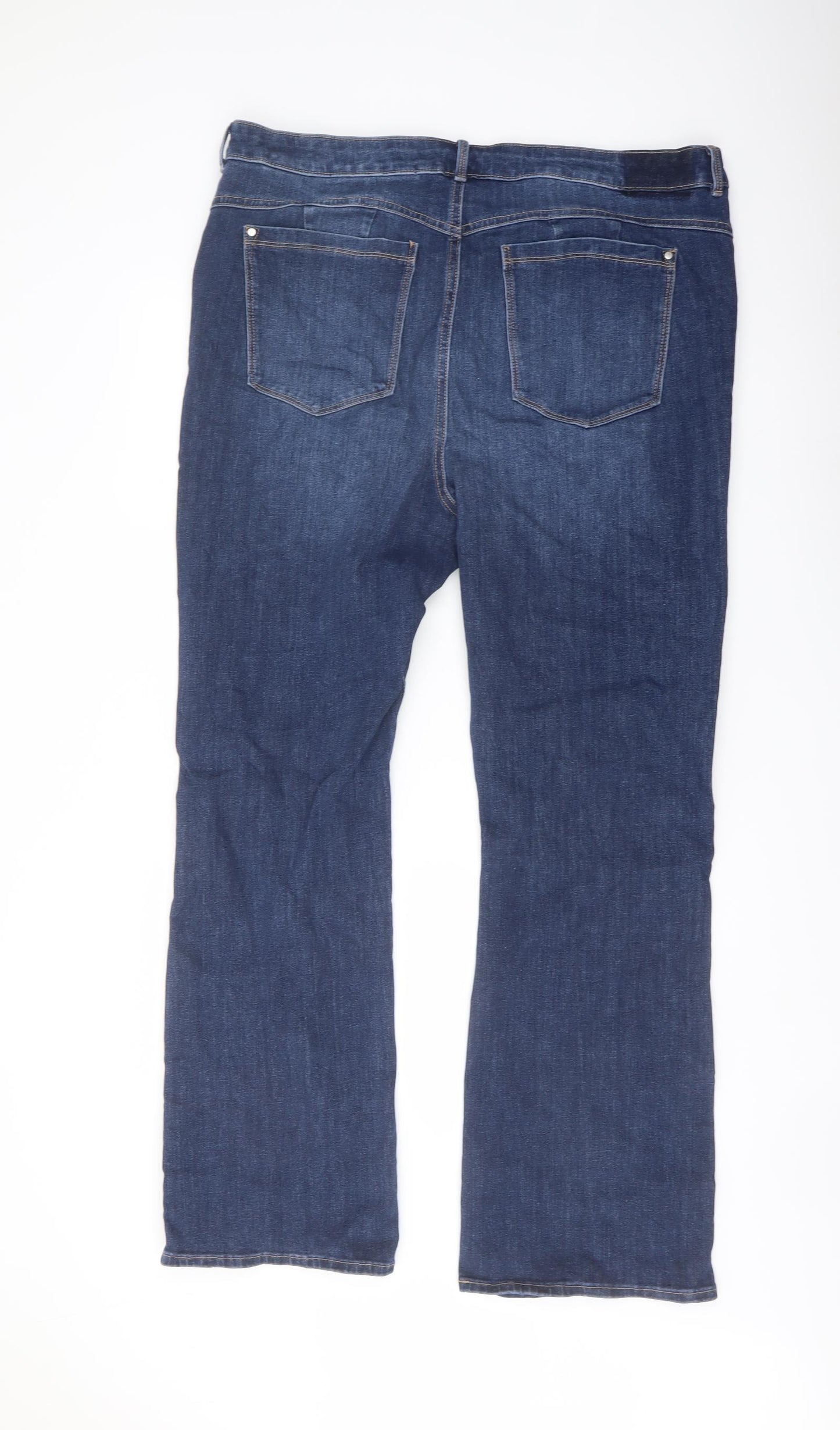 Marks and Spencer Womens Blue Cotton Bootcut Jeans Size 20 L30 in Regular Button