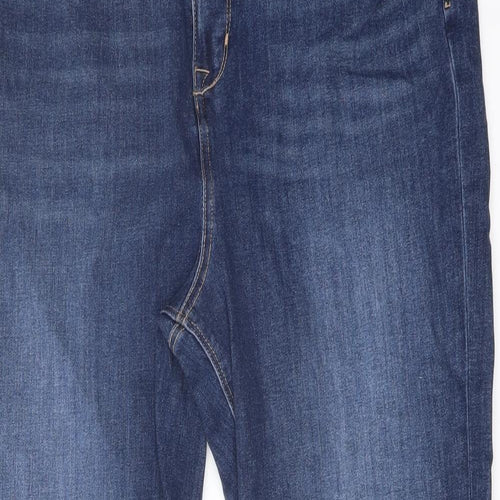 Marks and Spencer Womens Blue Cotton Bootcut Jeans Size 20 L30 in Regular Button
