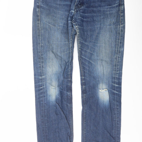 Levi's Womens Blue Cotton Straight Jeans Size 34 in L32 in Regular Button