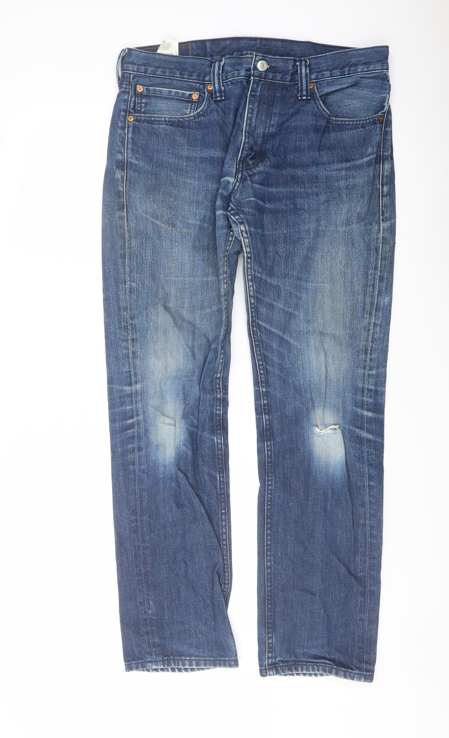 Levi's Womens Blue Cotton Straight Jeans Size 34 in L32 in Regular Button