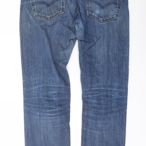 Levi's Womens Blue Cotton Straight Jeans Size 34 in L32 in Regular Button