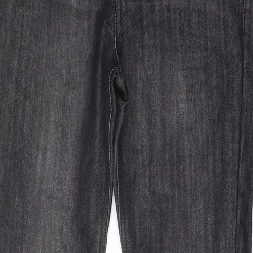Marks and Spencer Boys Grey Cotton Straight Jeans Size 12 Years Regular Drawstring