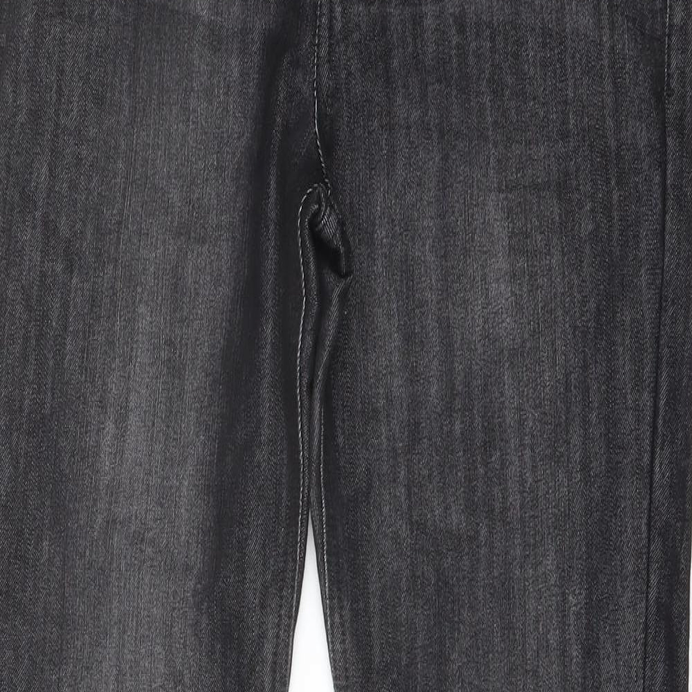 Marks and Spencer Boys Grey Cotton Straight Jeans Size 12 Years Regular Drawstring