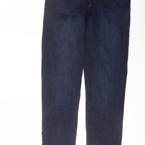 NEXT Womens Blue Cotton Straight Jeans Size 12 L29 in Regular Button