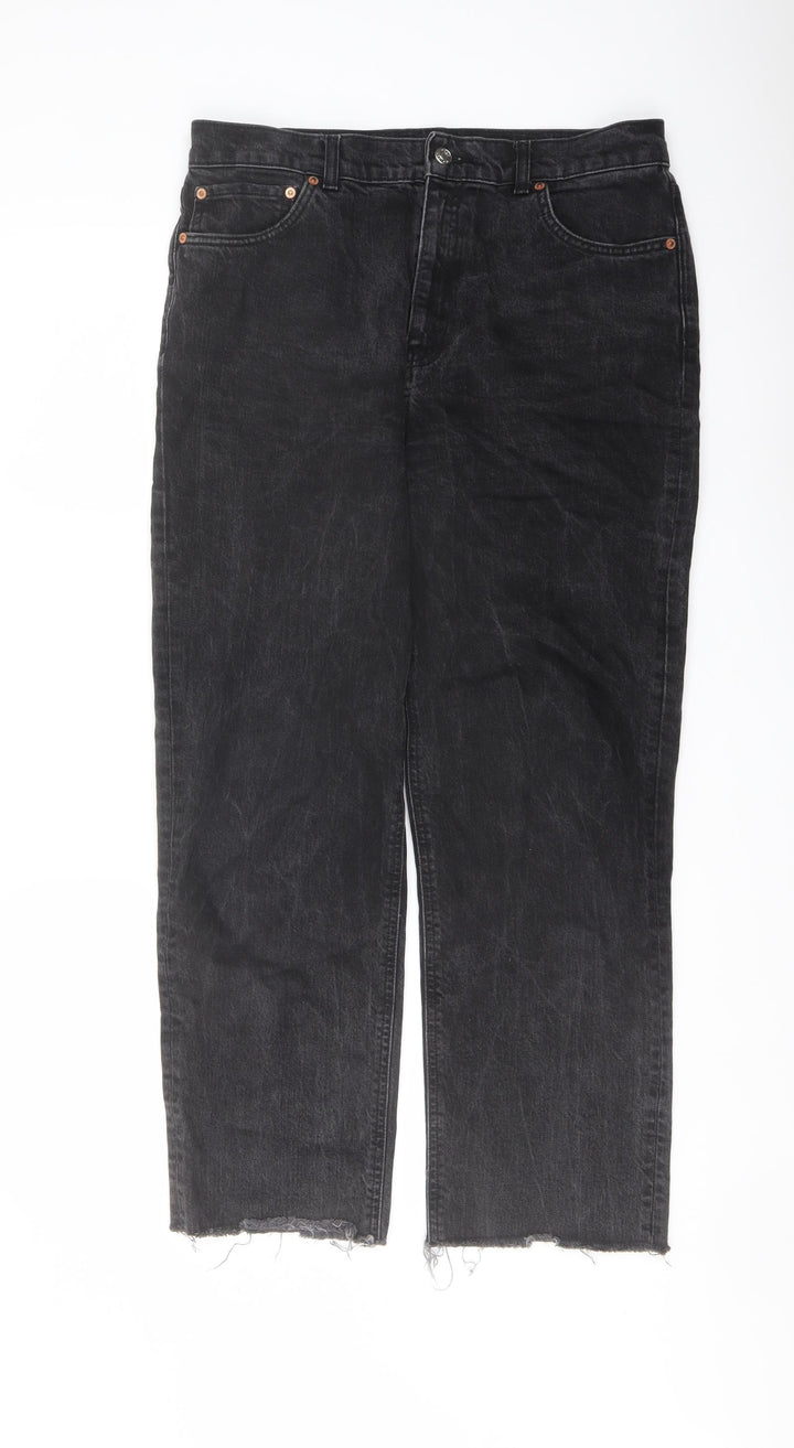 ASOS Mens Grey Cotton Straight Jeans Size 32 in L32 in Regular Button