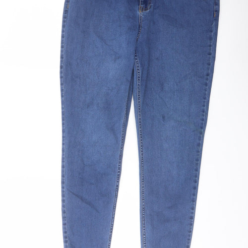 New Look Womens Blue Cotton Skinny Jeans Size 16 L25 in Regular Button