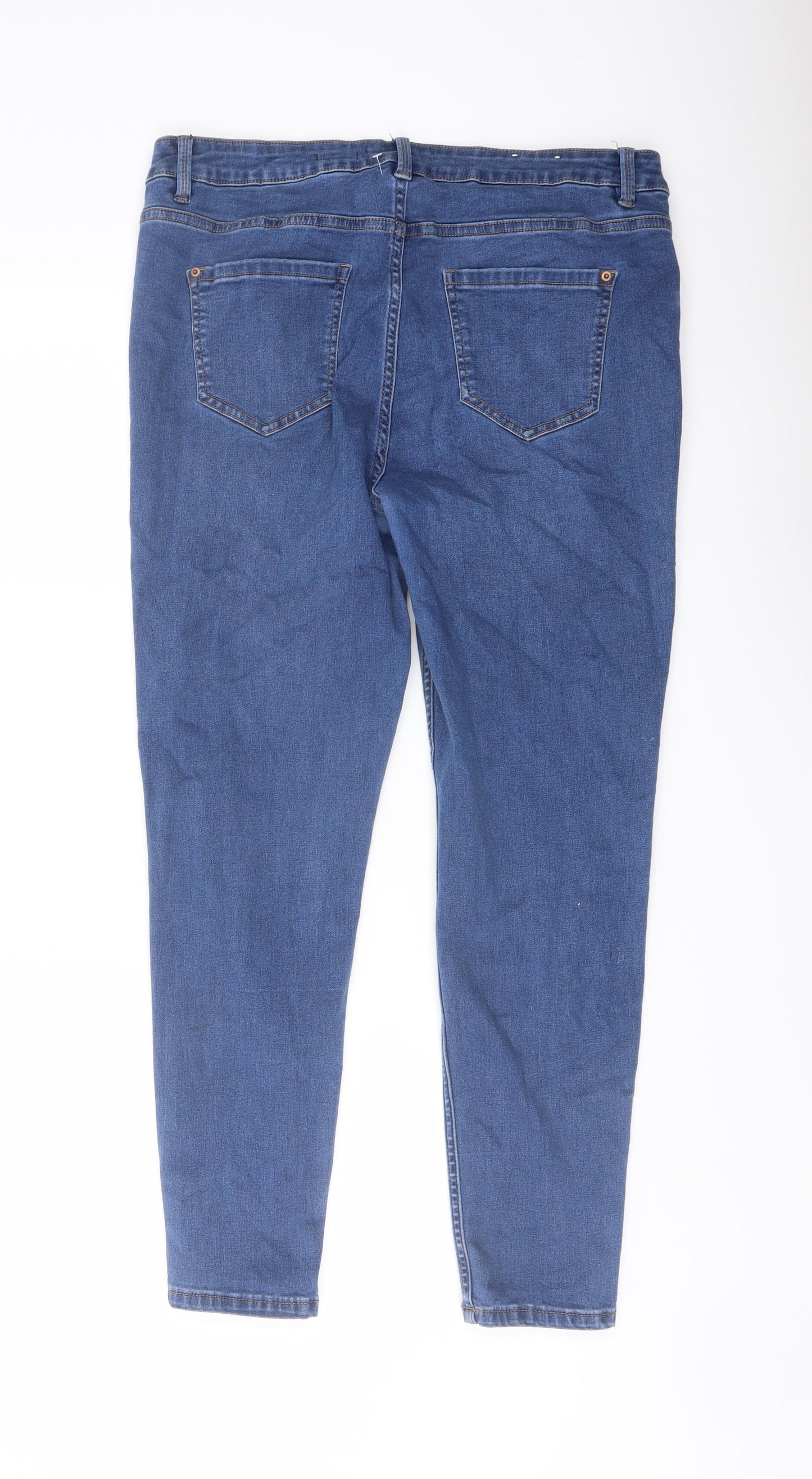 New Look Womens Blue Cotton Skinny Jeans Size 16 L25 in Regular Button