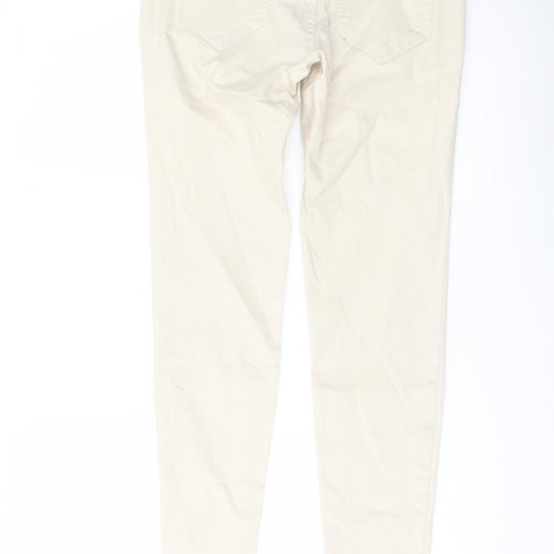 Zara Womens Beige Cotton Skinny Jeans Size 10 L28 in Regular Button
