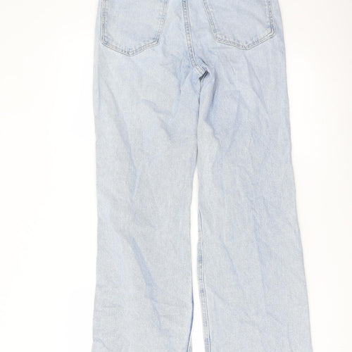 H&,M Womens Blue Cotton Wide-Leg Jeans Size 8 L31 in Regular Button