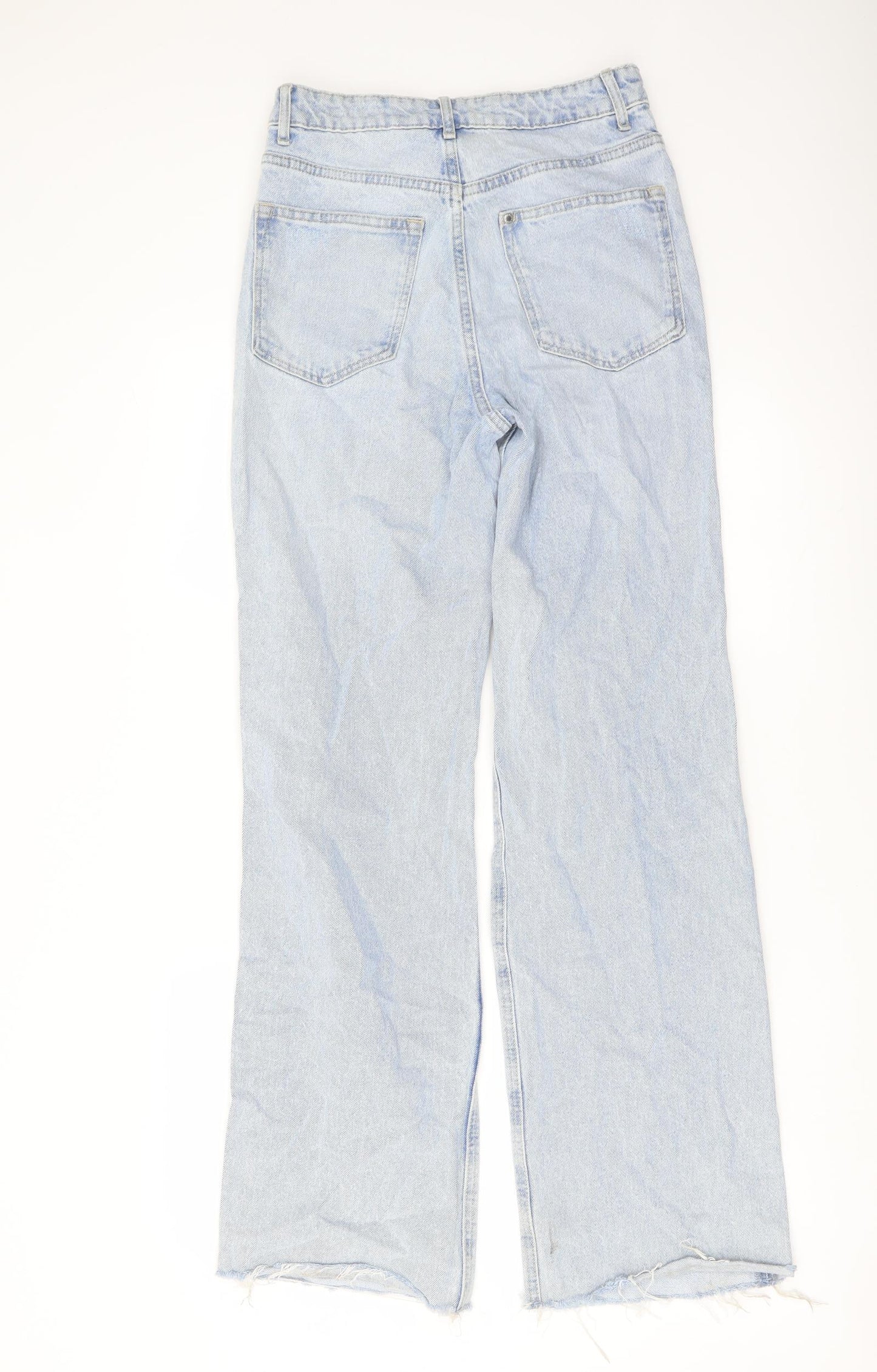 H&,M Womens Blue Cotton Wide-Leg Jeans Size 8 L31 in Regular Button