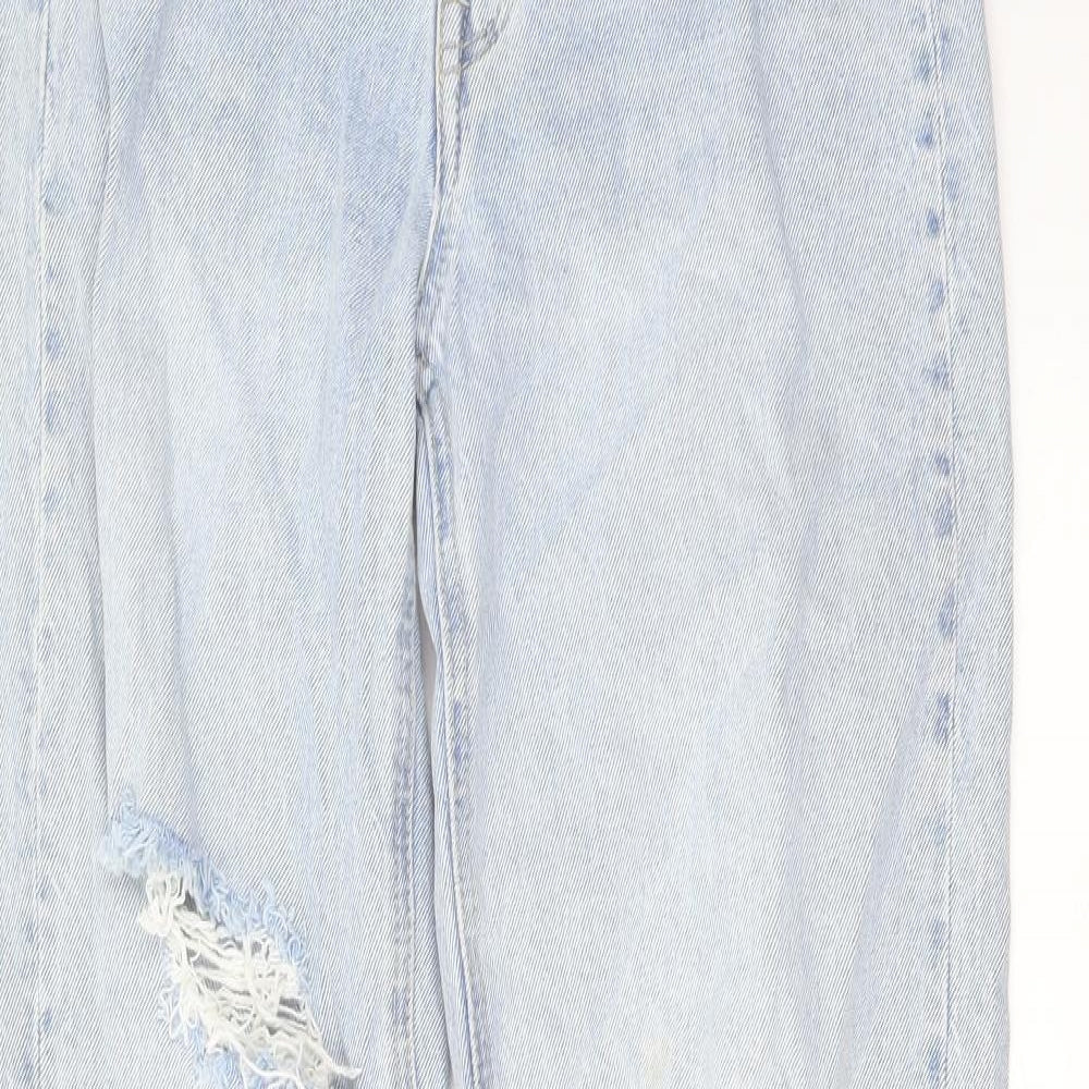 H&,M Womens Blue Cotton Wide-Leg Jeans Size 8 L31 in Regular Button