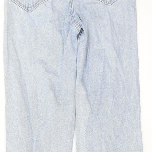 H&,M Womens Blue Cotton Wide-Leg Jeans Size 8 L31 in Regular Button