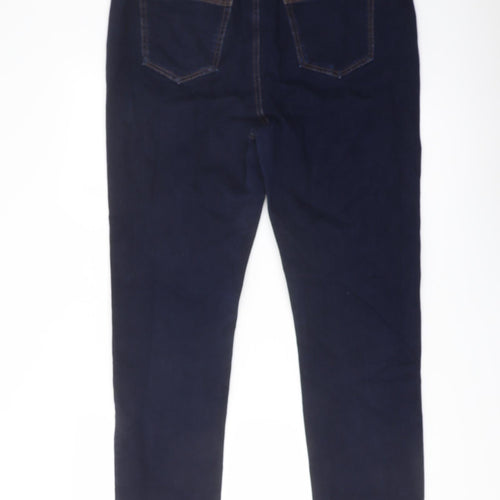 Marks and Spencer Womens Blue Cotton Straight Jeans Size 18 L29 in Slim Button